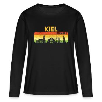 Kiel Skyline Kiel Cadeau - T-shirt manches longues Premium bio Femme - noir - Devant - Julia (174cm)