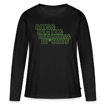 Bits Beats Plages et Bi*ches - T-shirt manches longues Premium bio Femme - noir - Devant - Julia (174cm)
