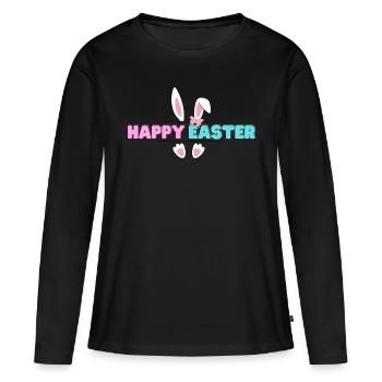 Happy Easter - Frauen Premium Bio Langarmshirt - Schwarz - Vorne - Julia (174cm)
