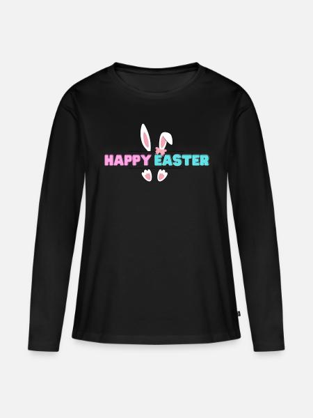 Happy Easter - Frauen Premium Bio Langarmshirt - Schwarz