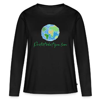 Planète - T-shirt manches longues Premium bio Femme - noir - Devant - Julia (174cm)