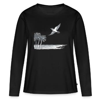 Freiheit - Vogel fliegt übers Meer zum Horizont - Frauen Premium Bio Langarmshirt - Schwarz - Vorne - Julia (174cm)