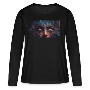 Percée DMT - T-shirt manches longues Premium bio Femme - noir - Devant - Julia (174cm)