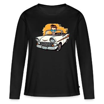 Clément en cabriolet - T-shirt manches longues Premium bio Femme - noir - Devant - Julia (174cm)