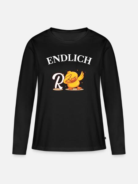 Endlich Rente Humor Ente Geschenk - Frauen Premium Bio Langarmshirt - Schwarz