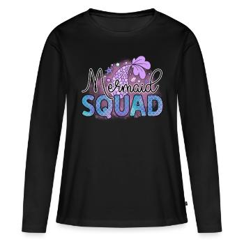 Mermaid Squad, Meerjungfrauen Sommer Strand Party - Frauen Premium Bio Langarmshirt - Schwarz - Vorne - Julia (174cm)