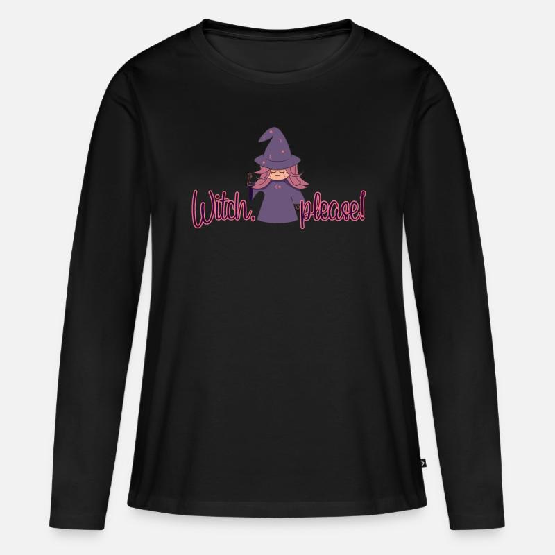 Witch, please! - Frauen Premium Bio Langarmshirt - Schwarz
