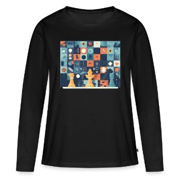 Concept d’échecs - T-shirt manches longues Premium bio Femme - noir - Devant - Julia (174cm)