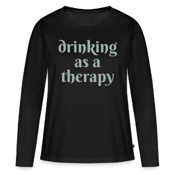 Boire comme thérapie - T-shirt manches longues Premium bio Femme - noir - Devant - Julia (174cm)