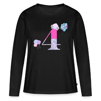Meerjungfrau zum 4. Geburtstag - Frauen Premium Bio Langarmshirt - Schwarz - Vorne - Julia (174cm)
