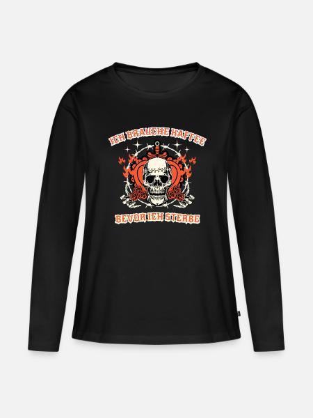 ich brauch kaffee spruch geschenk - Frauen Premium Bio Langarmshirt - Schwarz