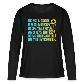 Funny Engineer Men Women Mechanical Engineering - T-shirt manches longues Premium bio Femme - noir - Devant - Julia (174cm)