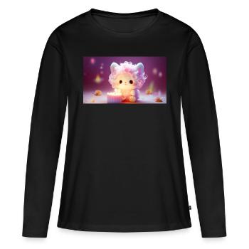 Anniversaire de marshmallow - T-shirt manches longues Premium bio Femme - noir - Devant - Julia (174cm)