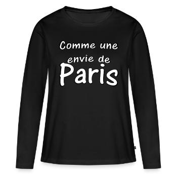 Comme une envie de Paris - T-shirt manches longues Premium bio Femme - noir - Devant - Julia (174cm)