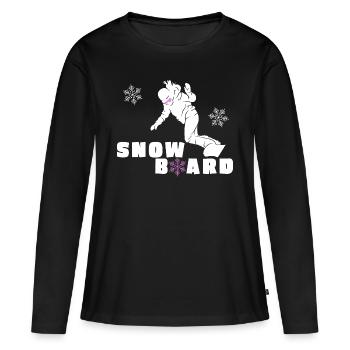 Snowboard Boarder Snowboard Vacances d’hiver Piste - T-shirt manches longues Premium bio Femme - noir - Devant - Julia (174cm)