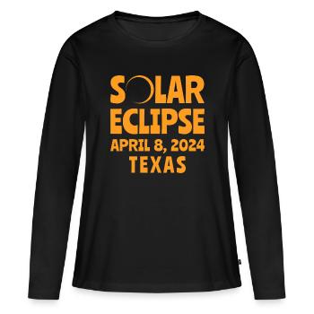Éclipse solaire 2024 Texas - T-shirt manches longues Premium bio Femme - noir - Devant - Julia (174cm)