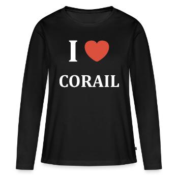 I love Corail - T-shirt manches longues Premium bio Femme - noir - Devant - Julia (174cm)