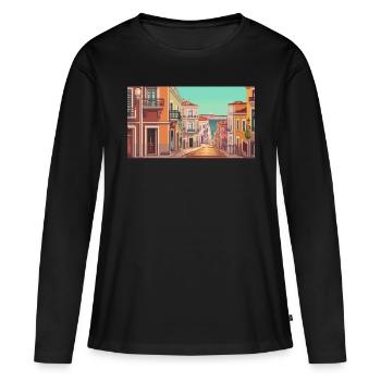 Lisbonne, Portugal - Pixel Art - T-shirt manches longues Premium bio Femme - noir - Devant - Julia (174cm)