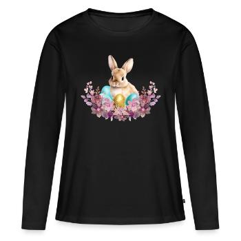 Hase im Nest - Frauen Premium Bio Langarmshirt - Schwarz - Vorne - Julia (174cm)