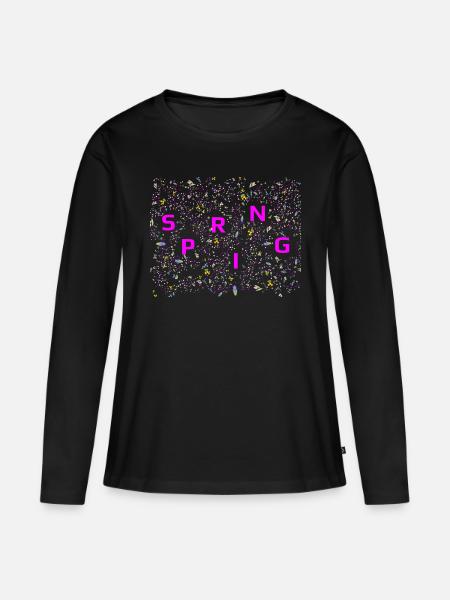 Spring - Frauen Premium Bio Langarmshirt - Schwarz