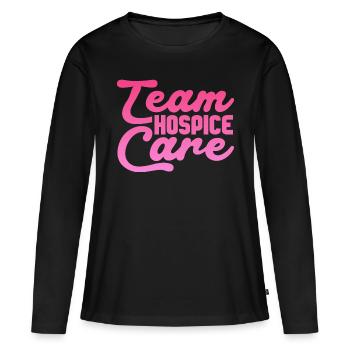Équipe Soins palliatifs Soins palliatifs Soins palliatifs - T-shirt manches longues Premium bio Femme - noir - Devant - Julia (174cm)