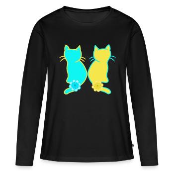 Chat domestique chats chat animaux Ukraine - T-shirt manches longues Premium bio Femme - noir - Devant - Julia (174cm)