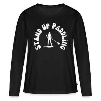 SUP, Stand Up Paddling, SUP Girl - Frauen Premium Bio Langarmshirt - Schwarz - Vorne - Julia (174cm)