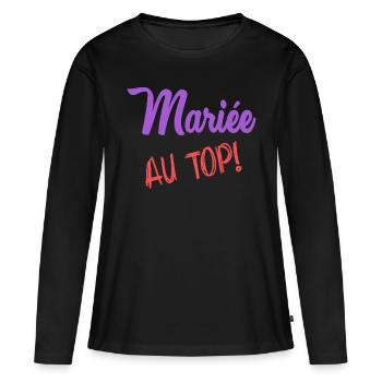 MARIEE - T-shirt manches longues Premium bio Femme - noir - Devant - Julia (174cm)
