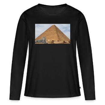 Cat and Pyramid - Women's Premium Organic Long Sleeve Shirt - black - Front - Julia (174cm)