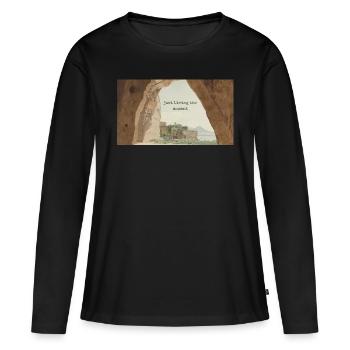Vivre l’instant présent - T-shirt manches longues Premium bio Femme - noir - Devant - Julia (174cm)