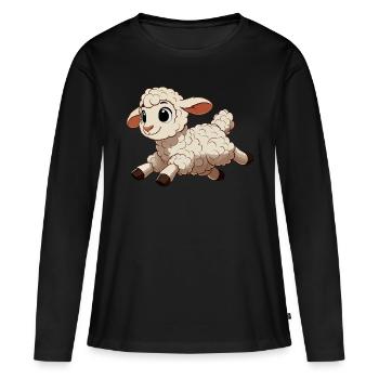 Bennes d’agneau - T-shirt manches longues Premium bio Femme - noir - Devant - Julia (174cm)