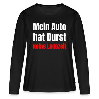 Mein Auto hat Durst, keine Ladezeit - Frauen Premium Bio Langarmshirt - Schwarz - Vorne - Julia (174cm)