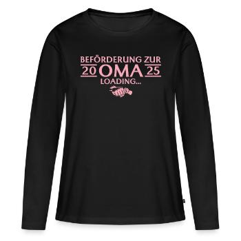Beförderung zur Oma 2025 Großmutter - Frauen Premium Bio Langarmshirt - Schwarz - Vorne - Julia (174cm)