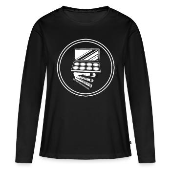 Make Up Kosmetik Icon - Frauen Premium Bio Langarmshirt - Schwarz - Vorne - Julia (174cm)