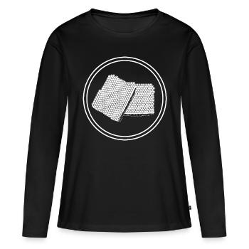 Abeille Miel Nid d’abeille - T-shirt manches longues Premium bio Femme - noir - Devant - Julia (174cm)
