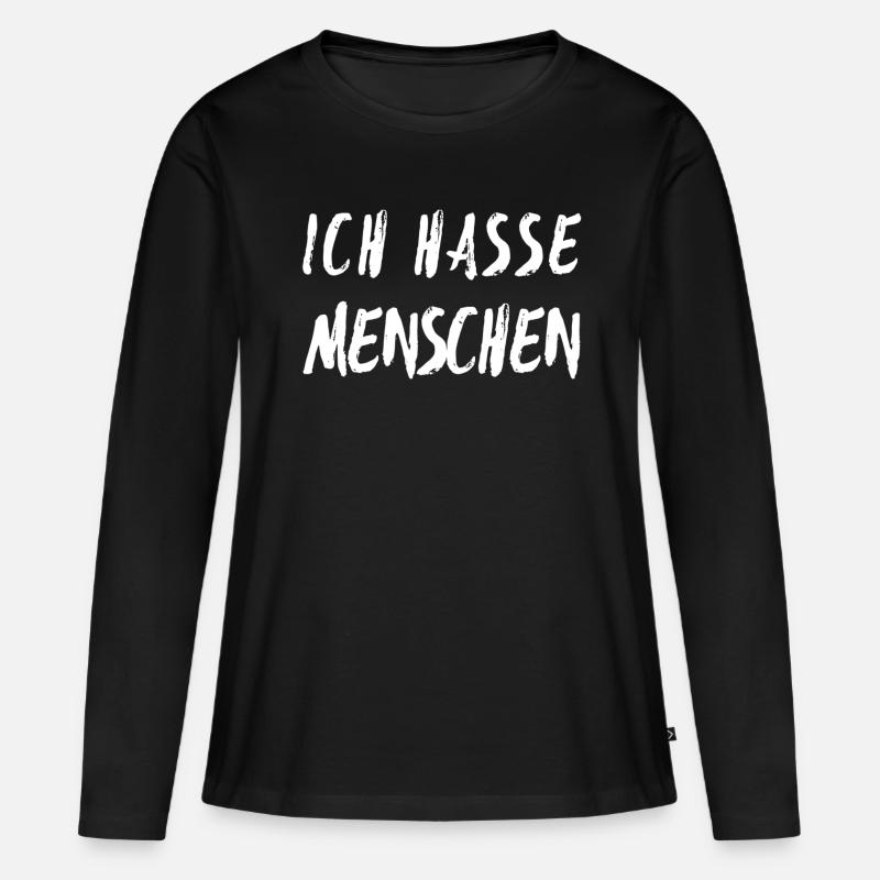Ich hasse Menschen - Frauen Premium Bio Langarmshirt - Schwarz