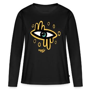 Œil - T-shirt manches longues Premium bio Femme - noir - Devant - Julia (174cm)