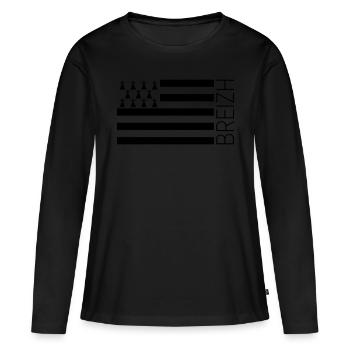 Breizh - Brittany flag Gwenn-ha-du - Women's Premium Organic Long Sleeve Shirt - black - Front - Julia (174cm)