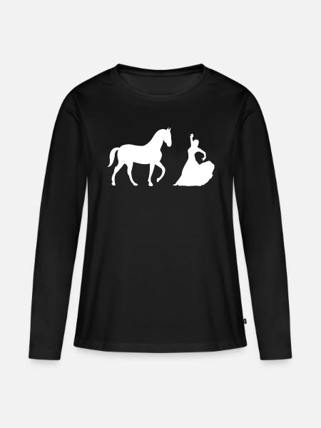 Pferd - Frauen Premium Bio Langarmshirt - Schwarz