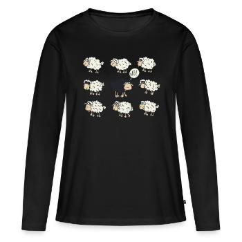 Schwarzes Schaf sagt nö - Frauen Premium Bio Langarmshirt - Schwarz - Vorne - Julia (174cm)