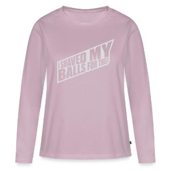 Je me suis rasé les couilles - T-shirt manches longues Premium bio Femme - rose poudré - Devant - Julia (174cm)