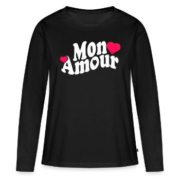 Mon amour, saint valentin, - T-shirt manches longues Premium bio Femme - noir - Devant - Julia (174cm)