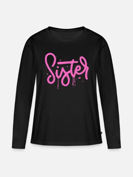 Schwesterherz - Frauen Premium Bio Langarmshirt - Schwarz
