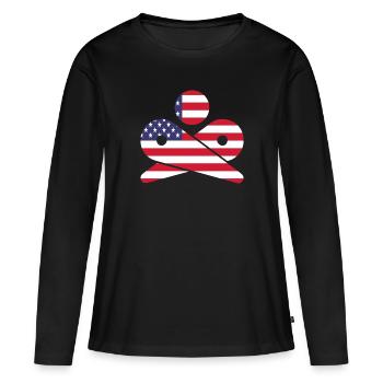 Flipper rétro USA Drapeau américain - T-shirt manches longues Premium bio Femme - noir - Devant - Julia (174cm)