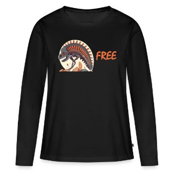 Sans fossiles - T-shirt manches longues Premium bio Femme - noir - Devant - Julia (174cm)