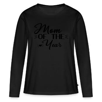 Maman de l’année - T-shirt manches longues Premium bio Femme - noir - Devant - Julia (174cm)
