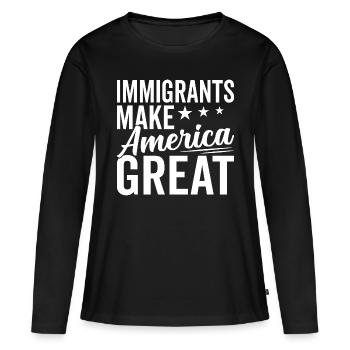 Immigrants USA Immigration Lovers Proud - T-shirt manches longues Premium bio Femme - noir - Devant - Julia (174cm)