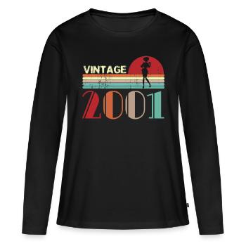 Jahrgang 2001 Geburtstag Retro Sonnenuntergang Design - Frauen Premium Bio Langarmshirt - Schwarz - Vorne - Julia (174cm)
