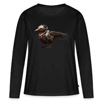 Oiseau Steampunk - T-shirt manches longues Premium bio Femme - noir - Devant - Julia (174cm)
