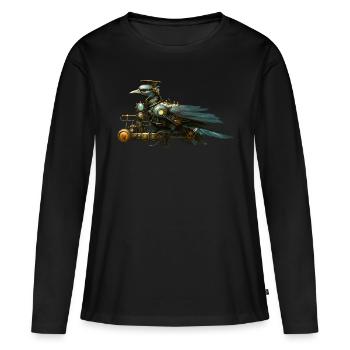 Steampunk Vogel - Frauen Premium Bio Langarmshirt - Schwarz - Vorne - Julia (174cm)